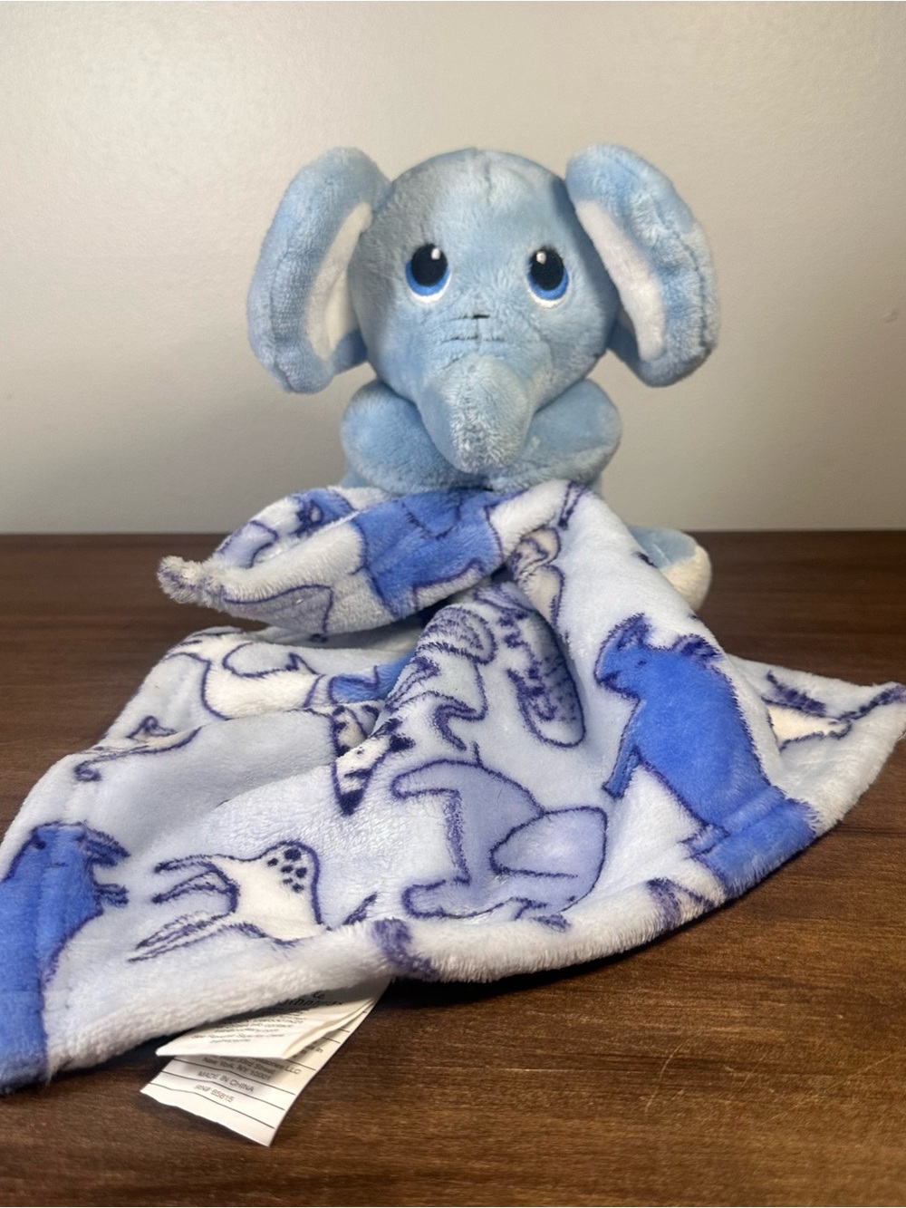 Little Beginnings Plush Lovey Baby Security Blanket Elephant Safari Zoo Blue 7”